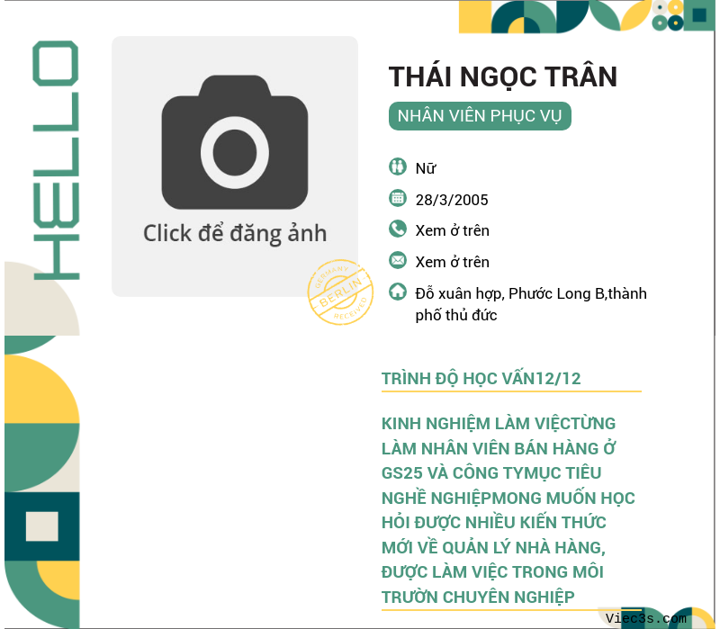 CV ứng viên