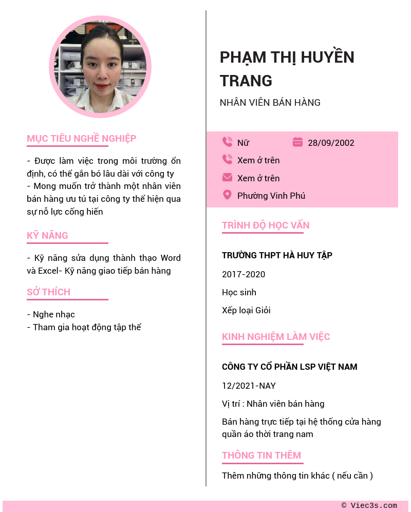 CV ứng viên
