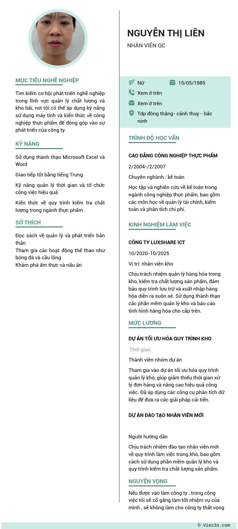 CV ứng viên