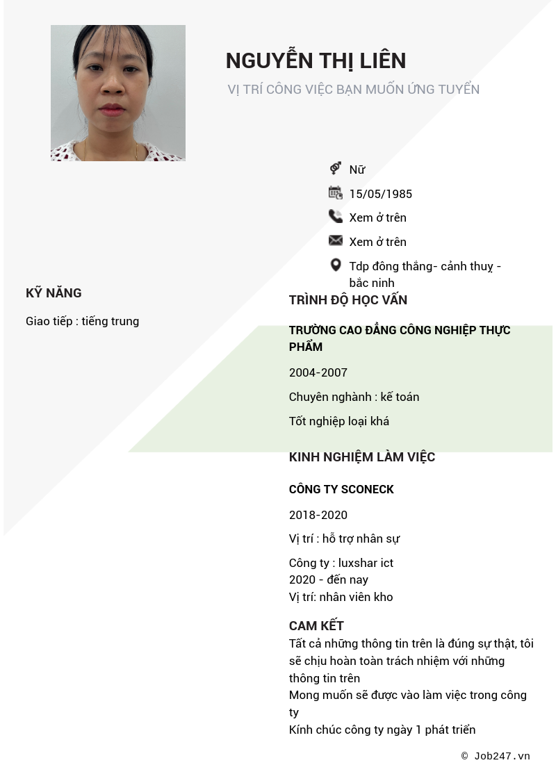 CV ứng viên