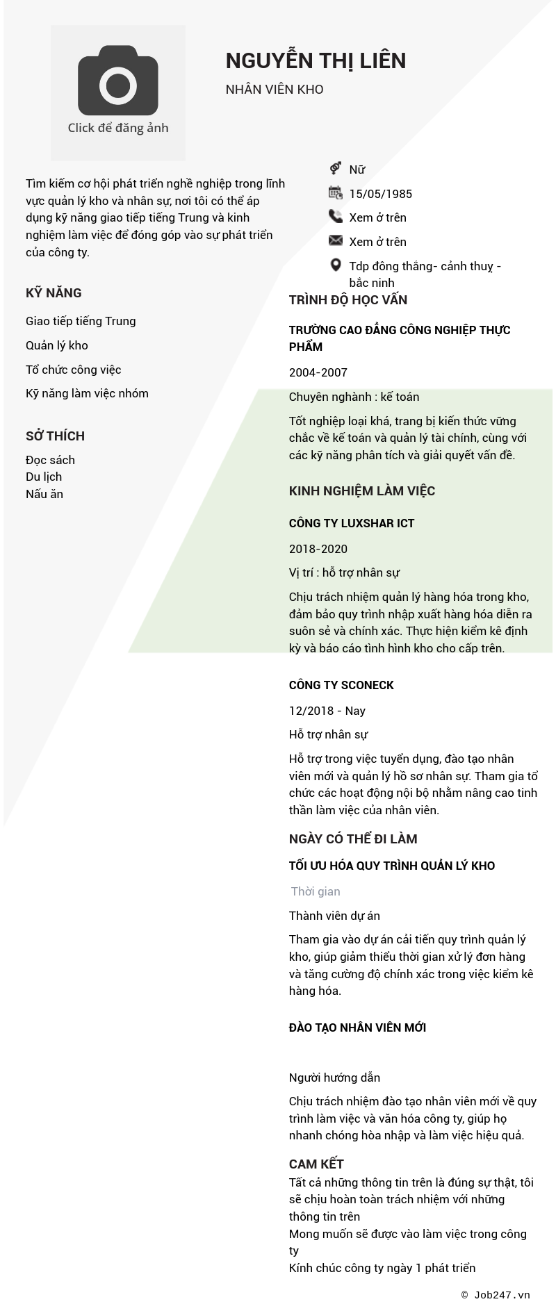 CV ứng viên