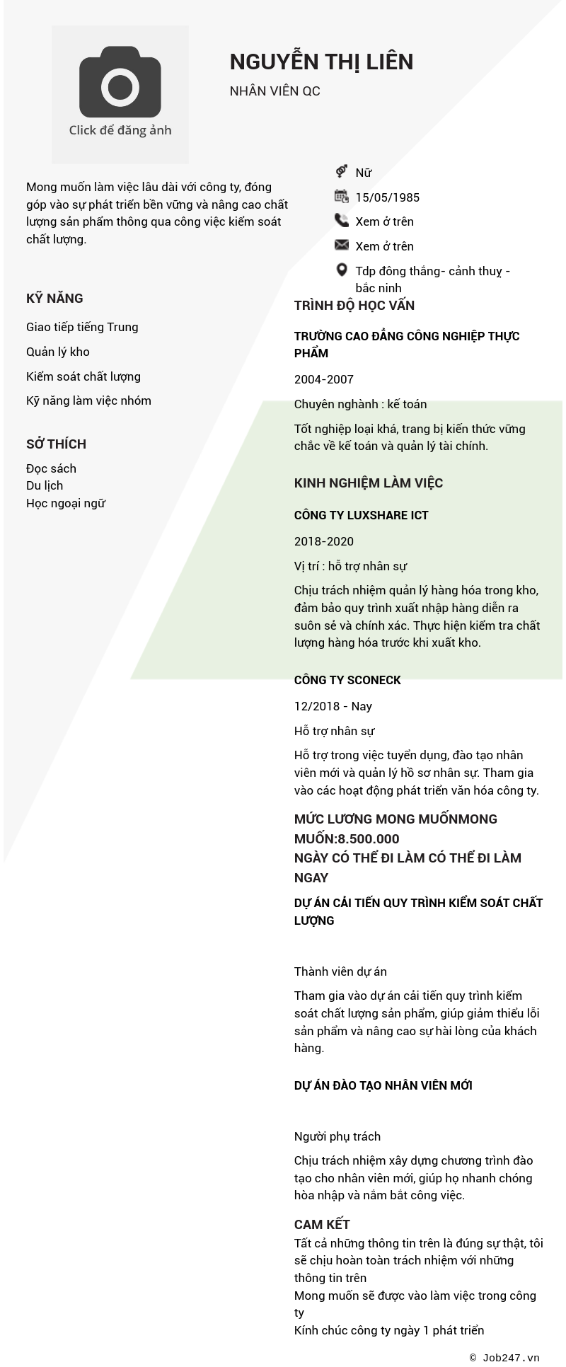 CV ứng viên