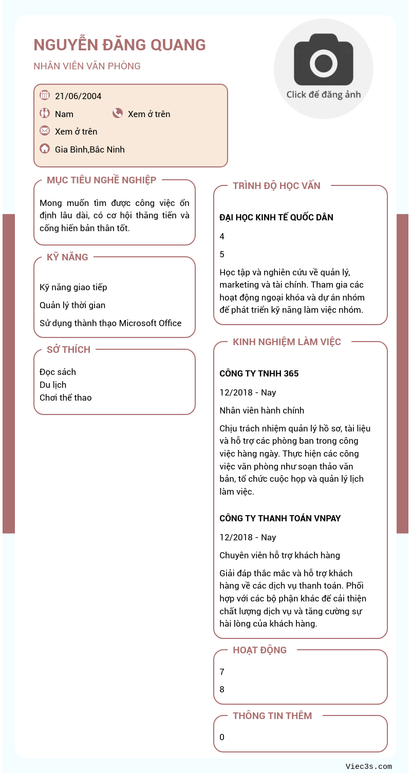 CV ứng viên