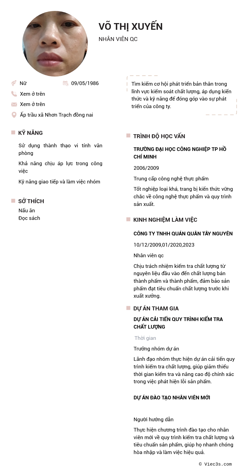 CV ứng viên