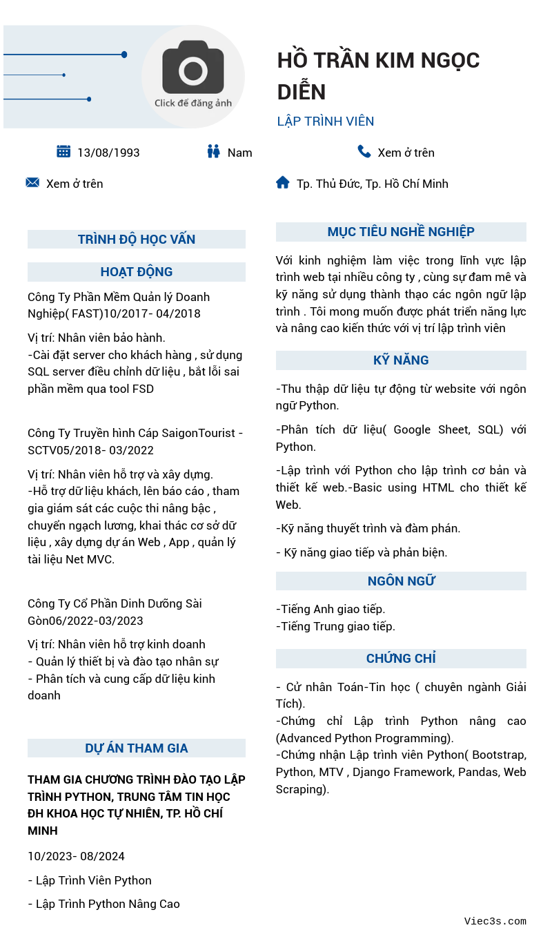 CV ứng viên