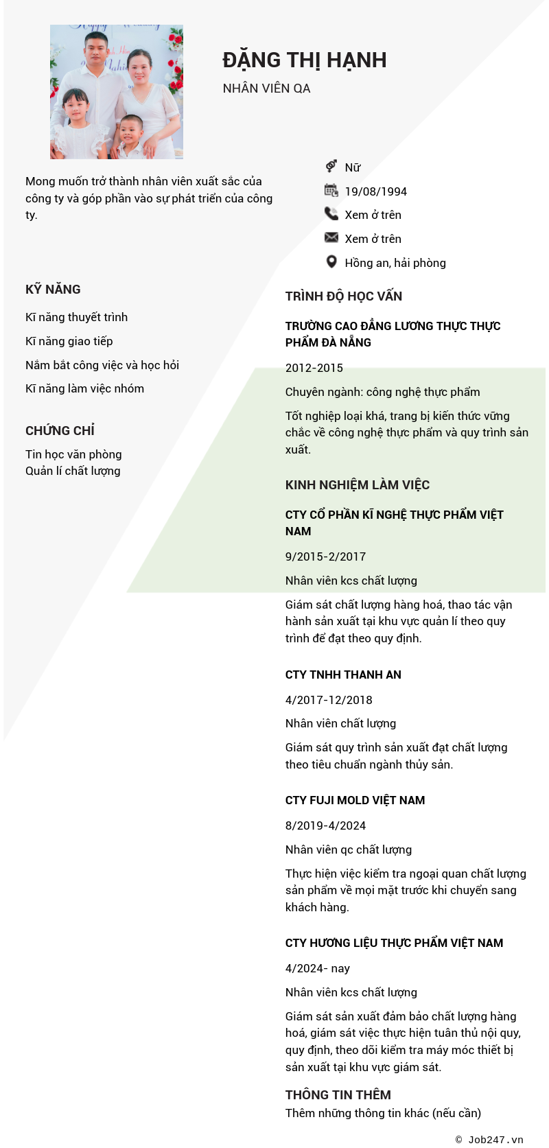 CV ứng viên