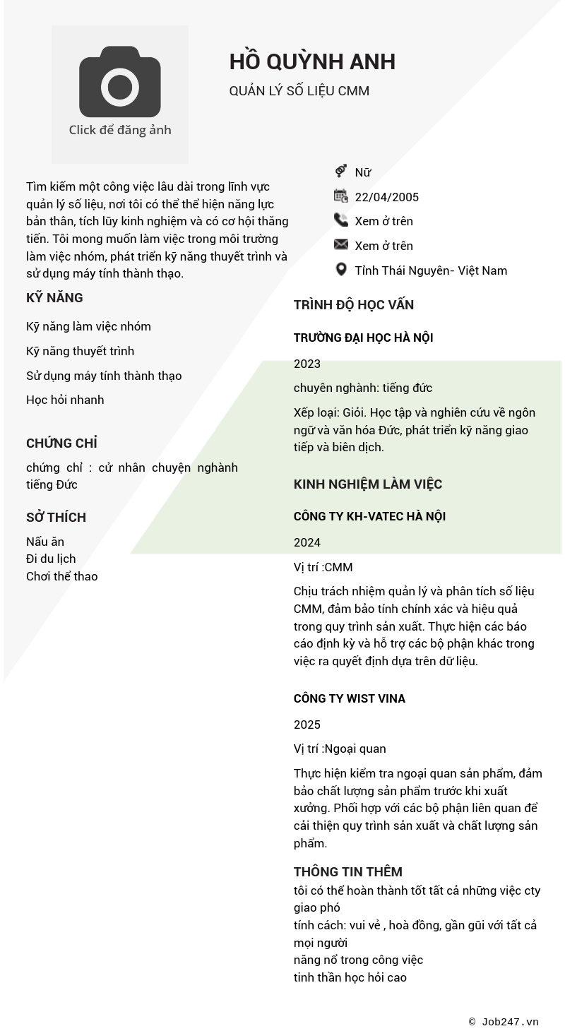 CV ứng viên