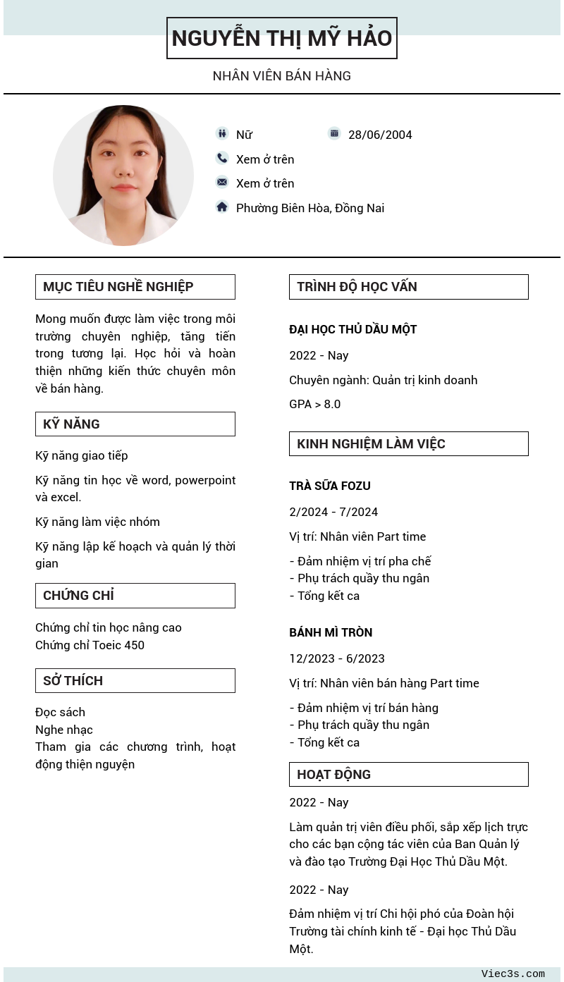 CV ứng viên