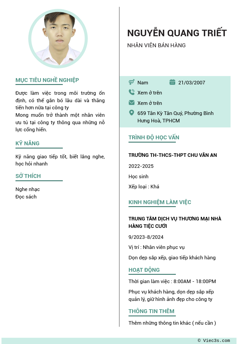CV ứng viên