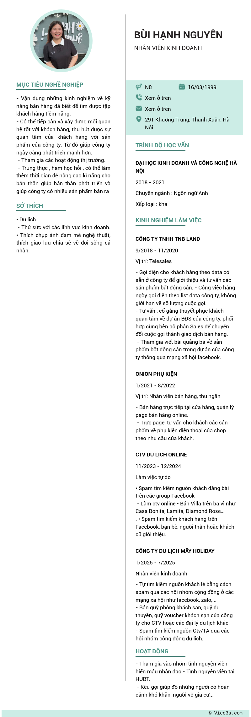 CV ứng viên