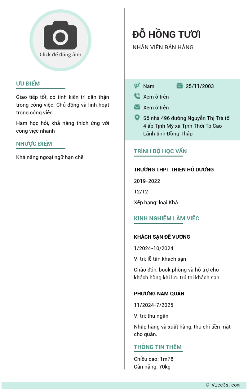 CV ứng viên