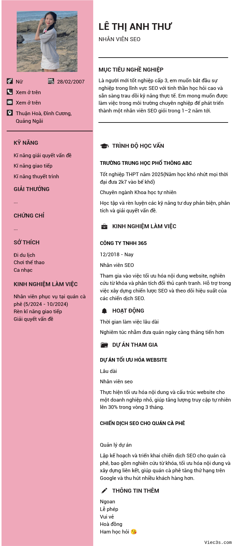 CV ứng viên