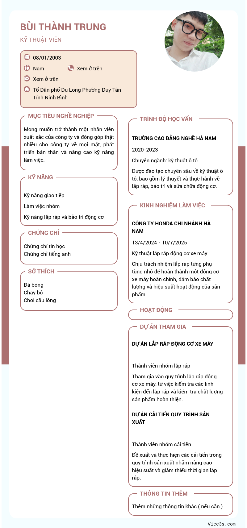 CV ứng viên