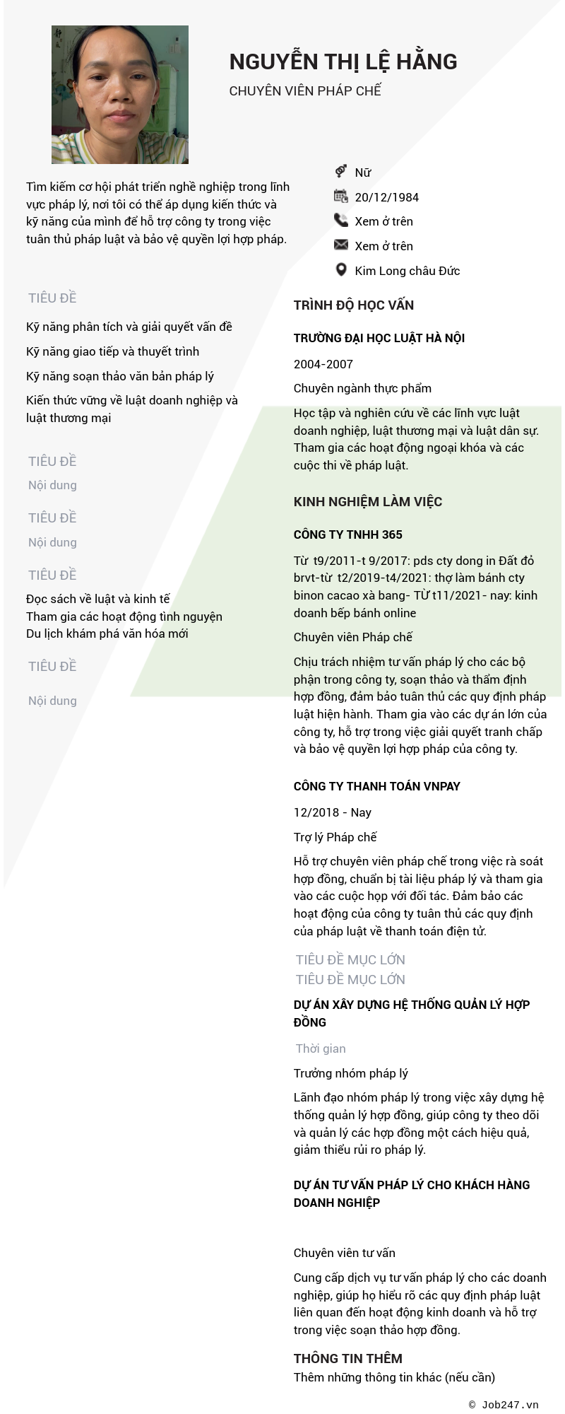 CV ứng viên