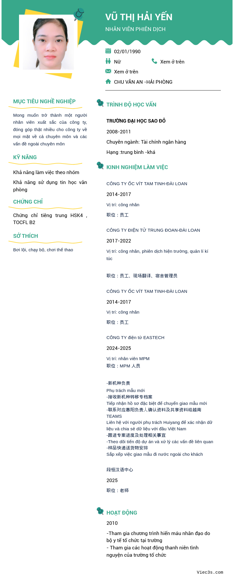 CV ứng viên