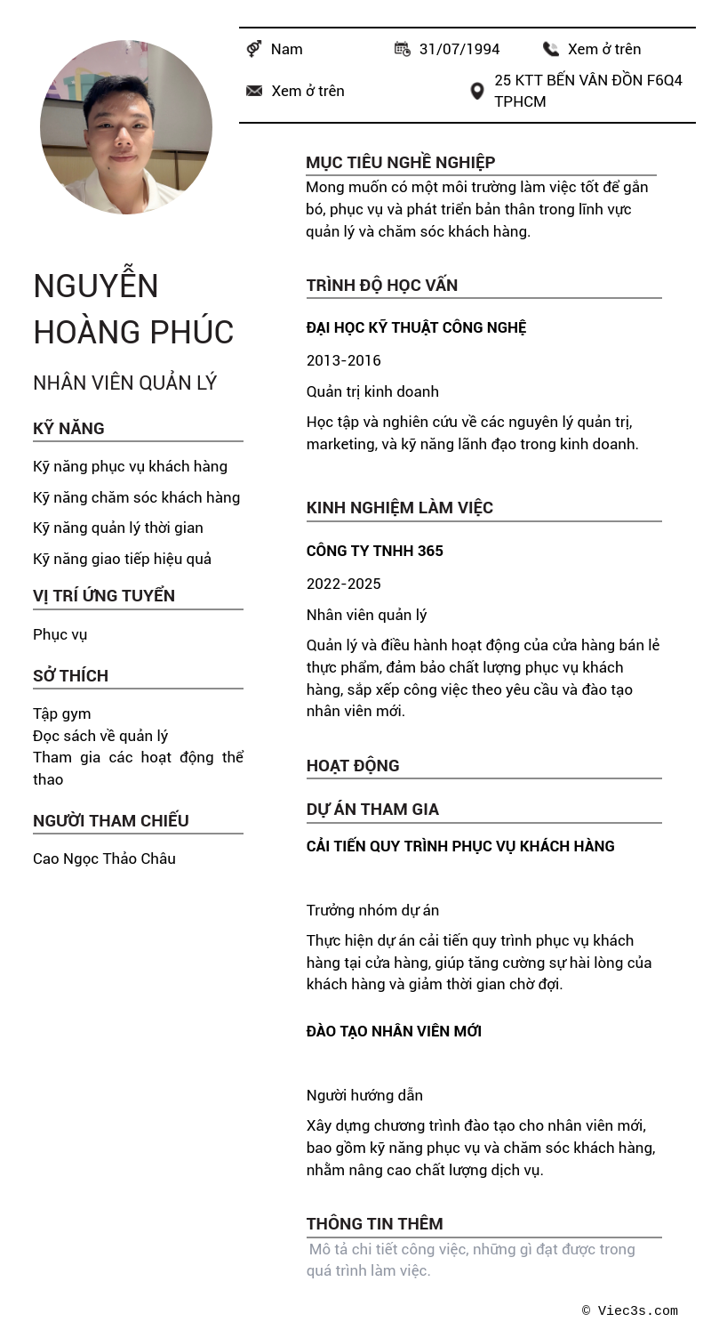CV ứng viên