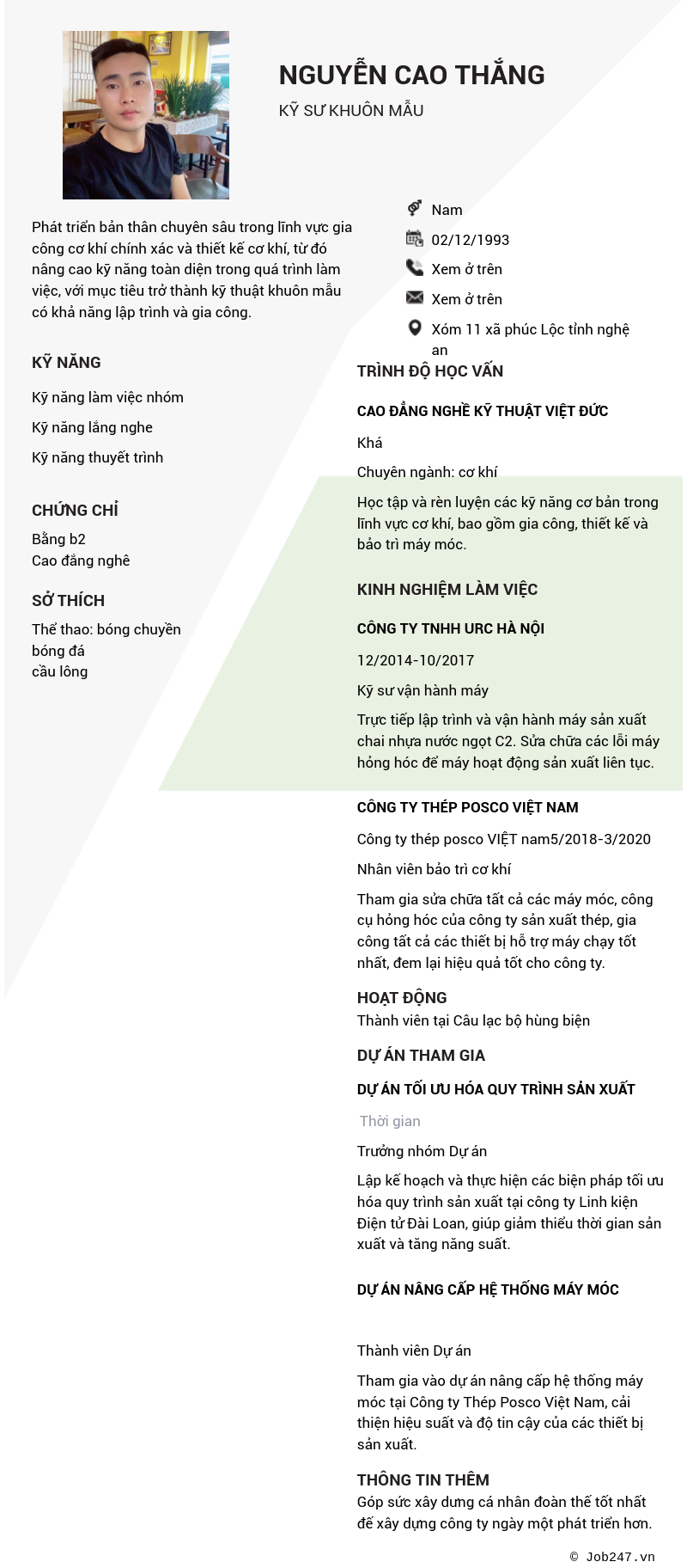 CV ứng viên