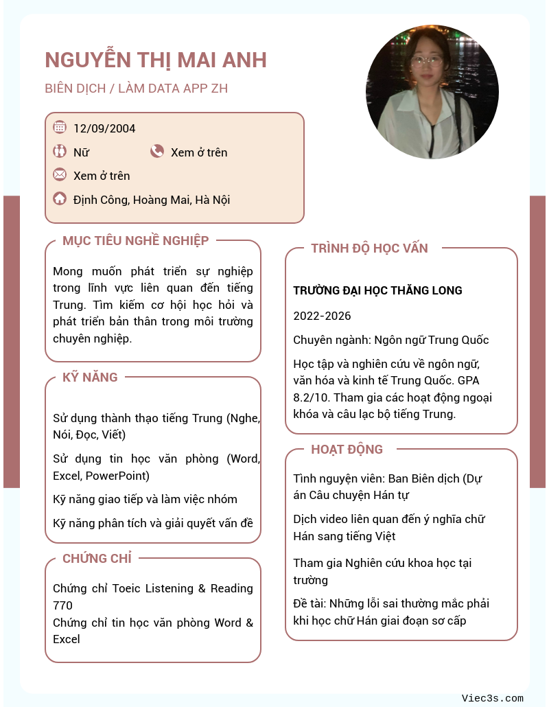 CV ứng viên