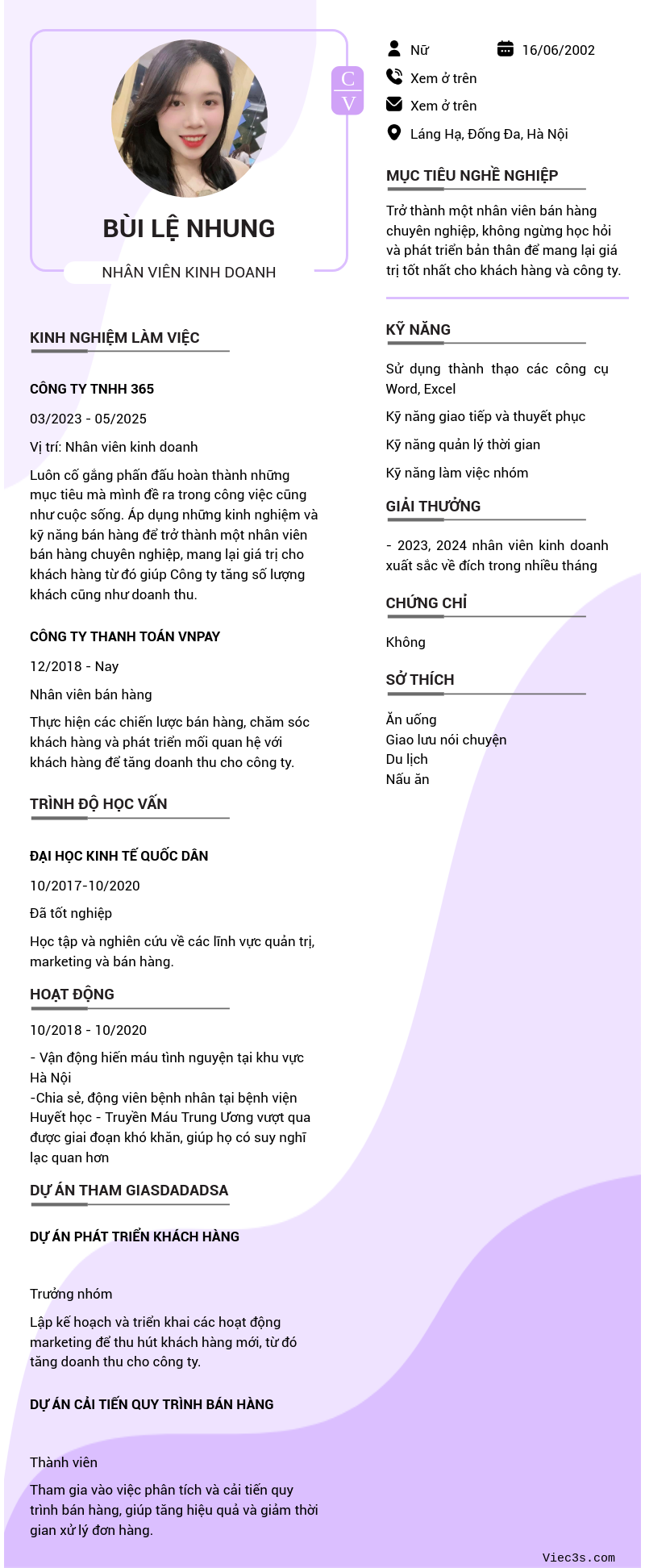 CV ứng viên