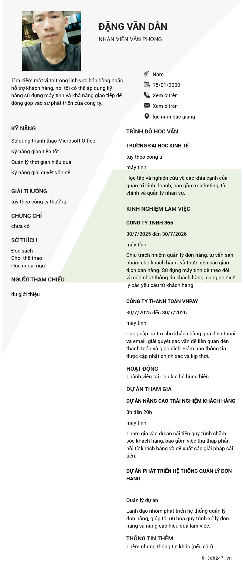 CV ứng viên