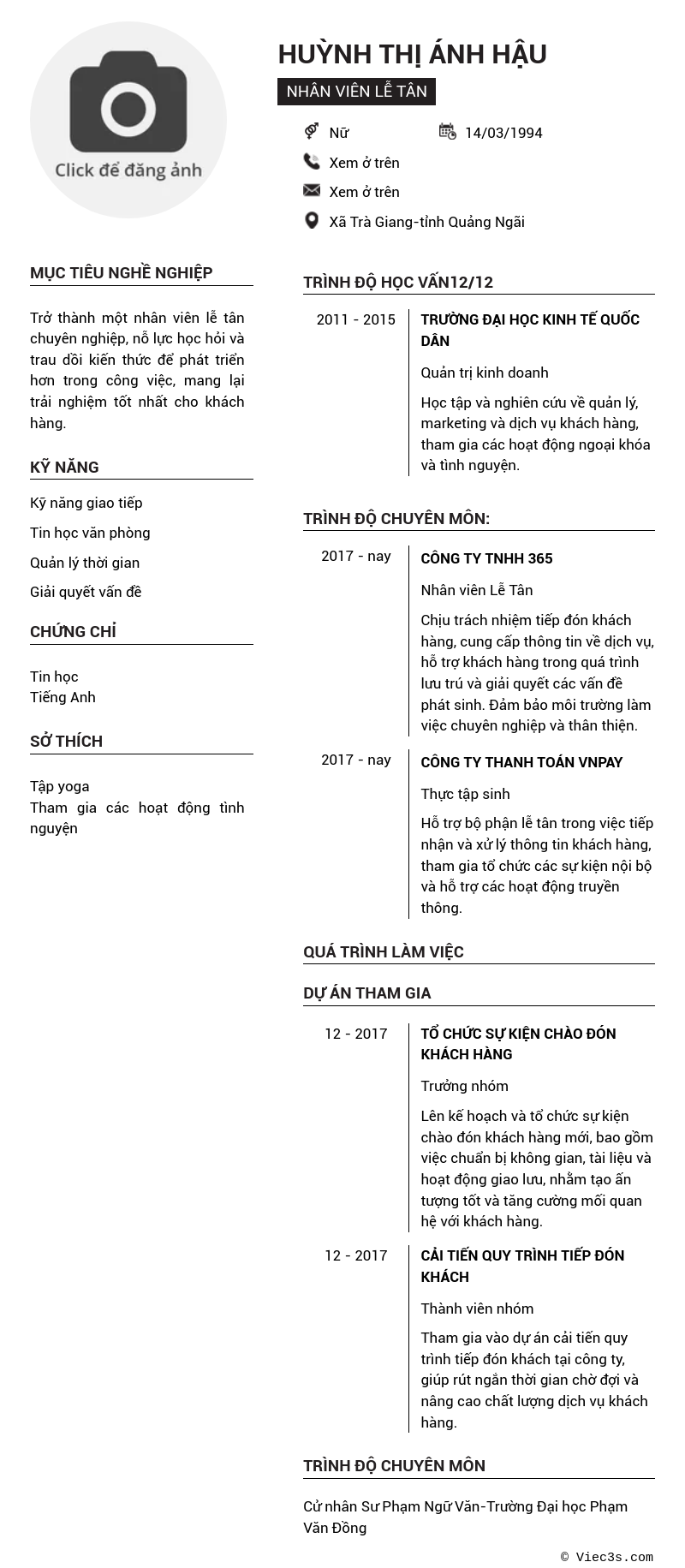CV ứng viên
