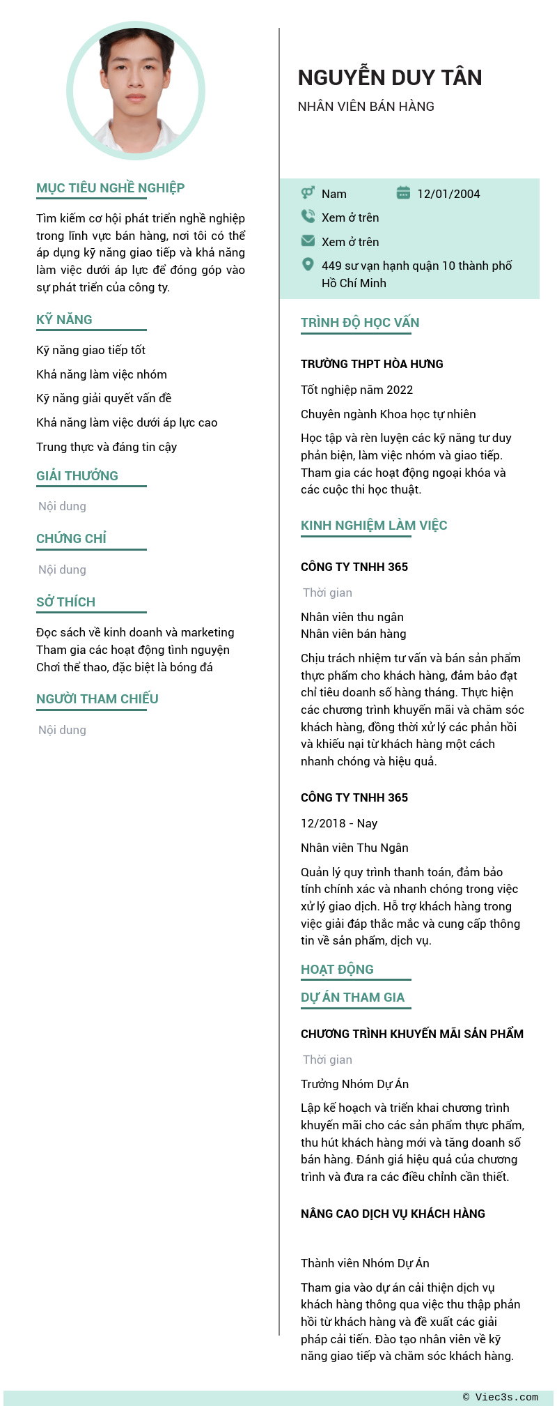 CV ứng viên