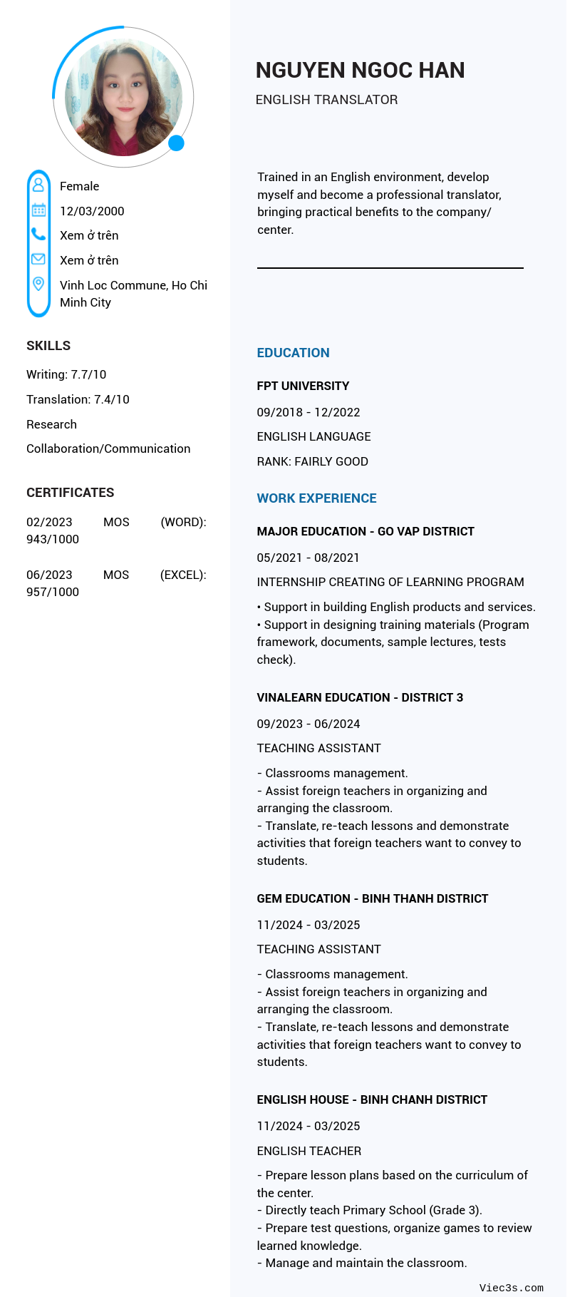 CV ứng viên