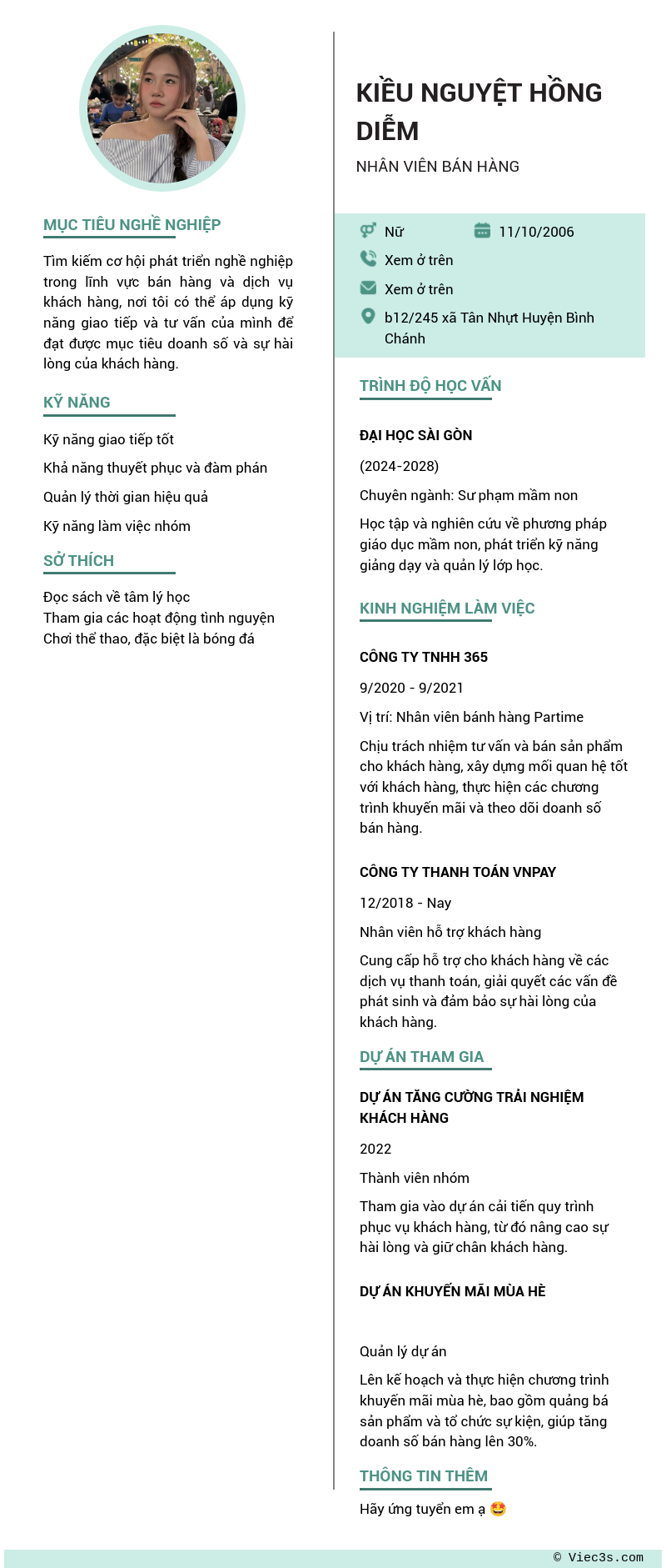 CV ứng viên