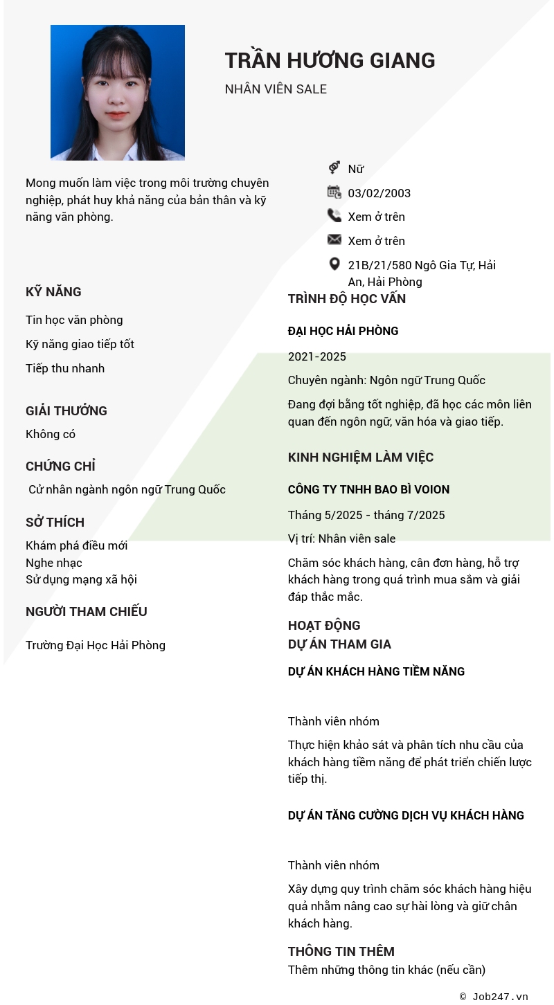 CV ứng viên