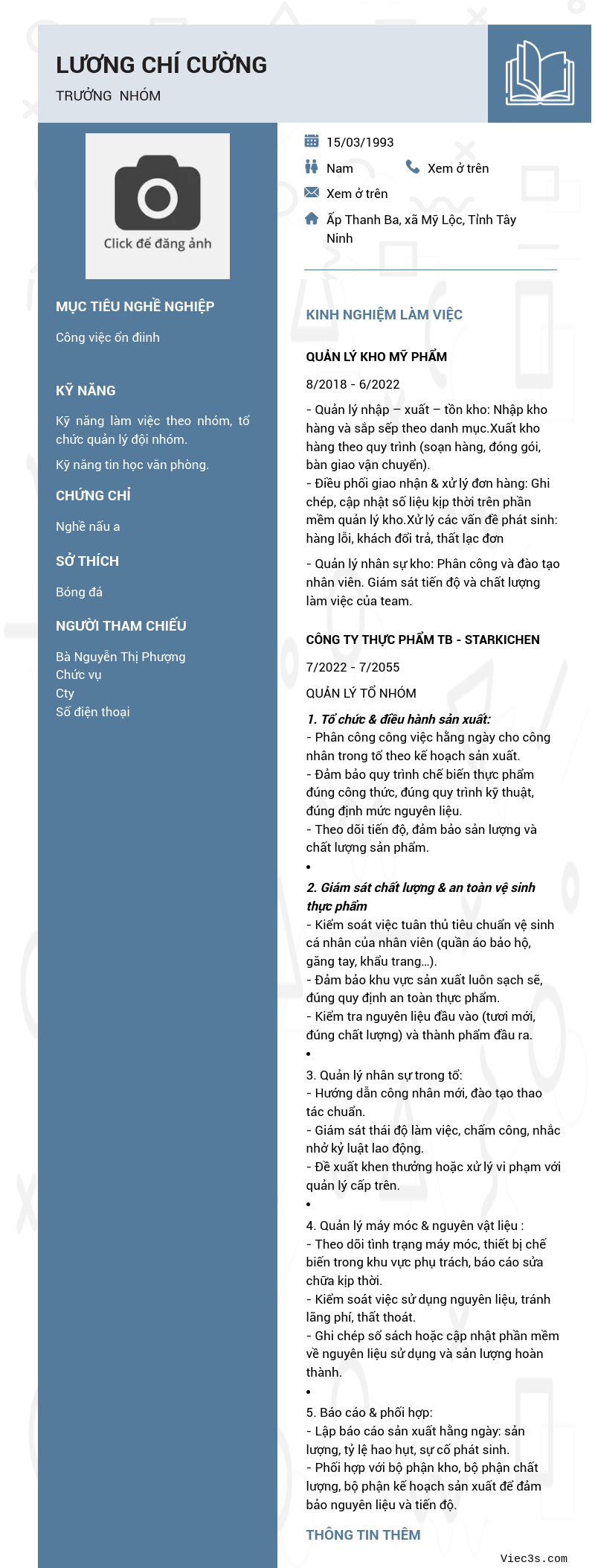 CV ứng viên