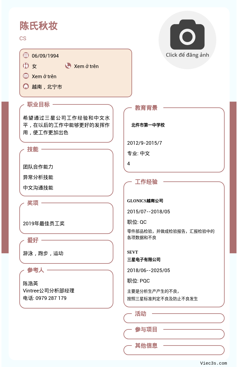 CV ứng viên