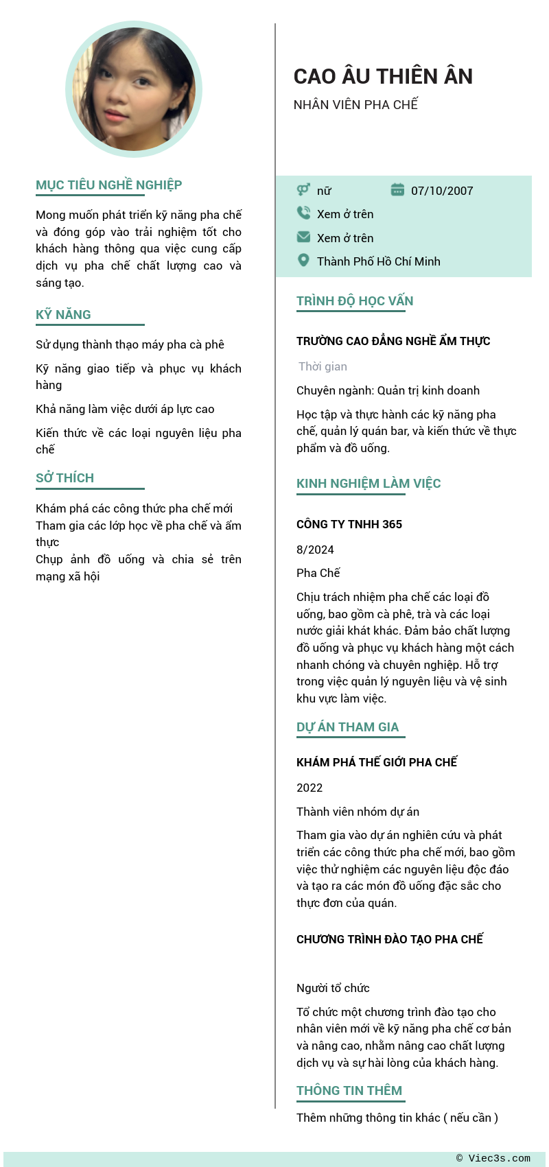 CV ứng viên