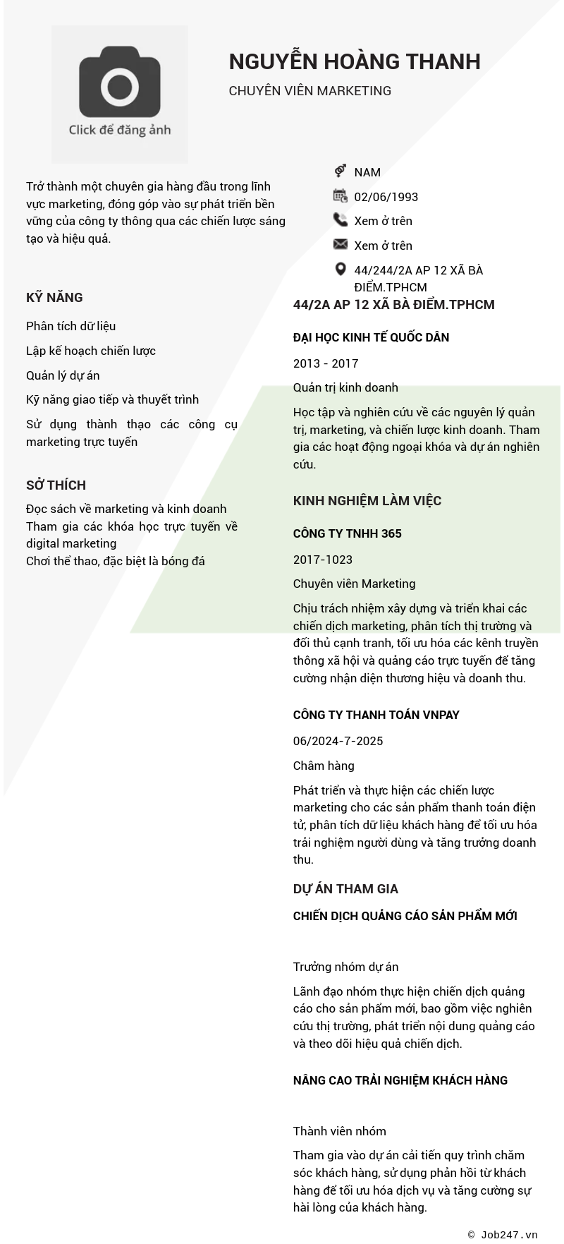 CV ứng viên