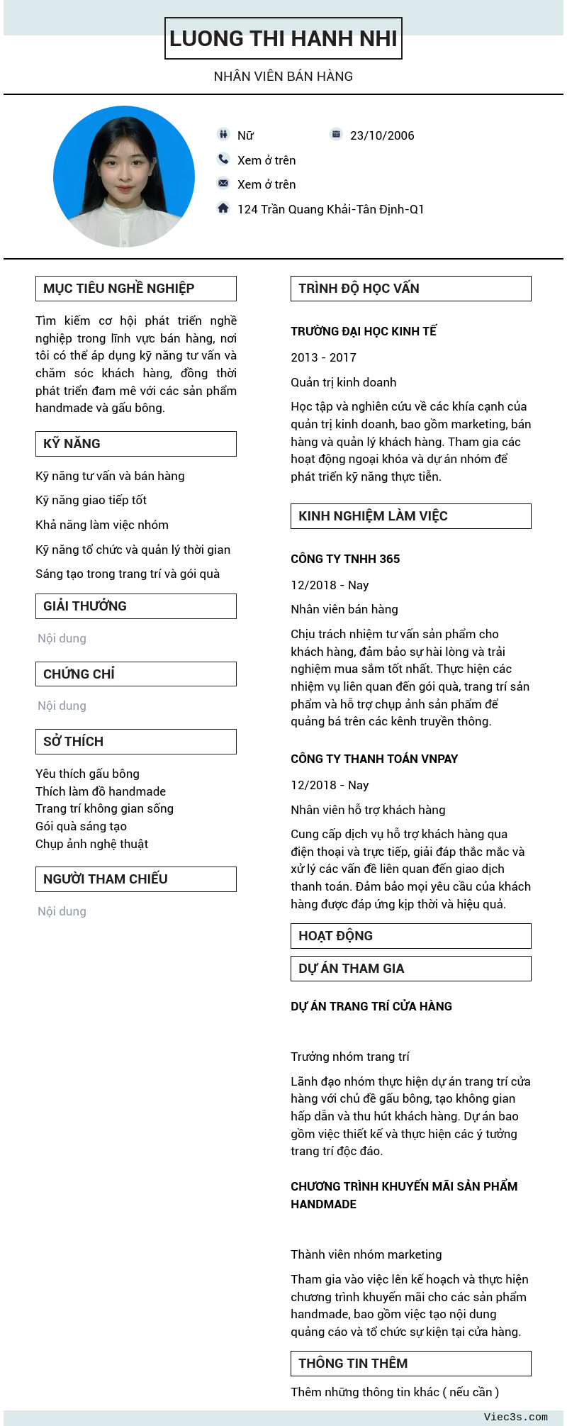 CV ứng viên