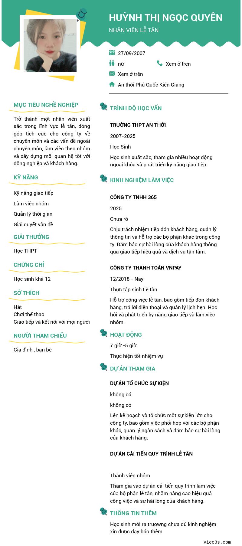 CV ứng viên