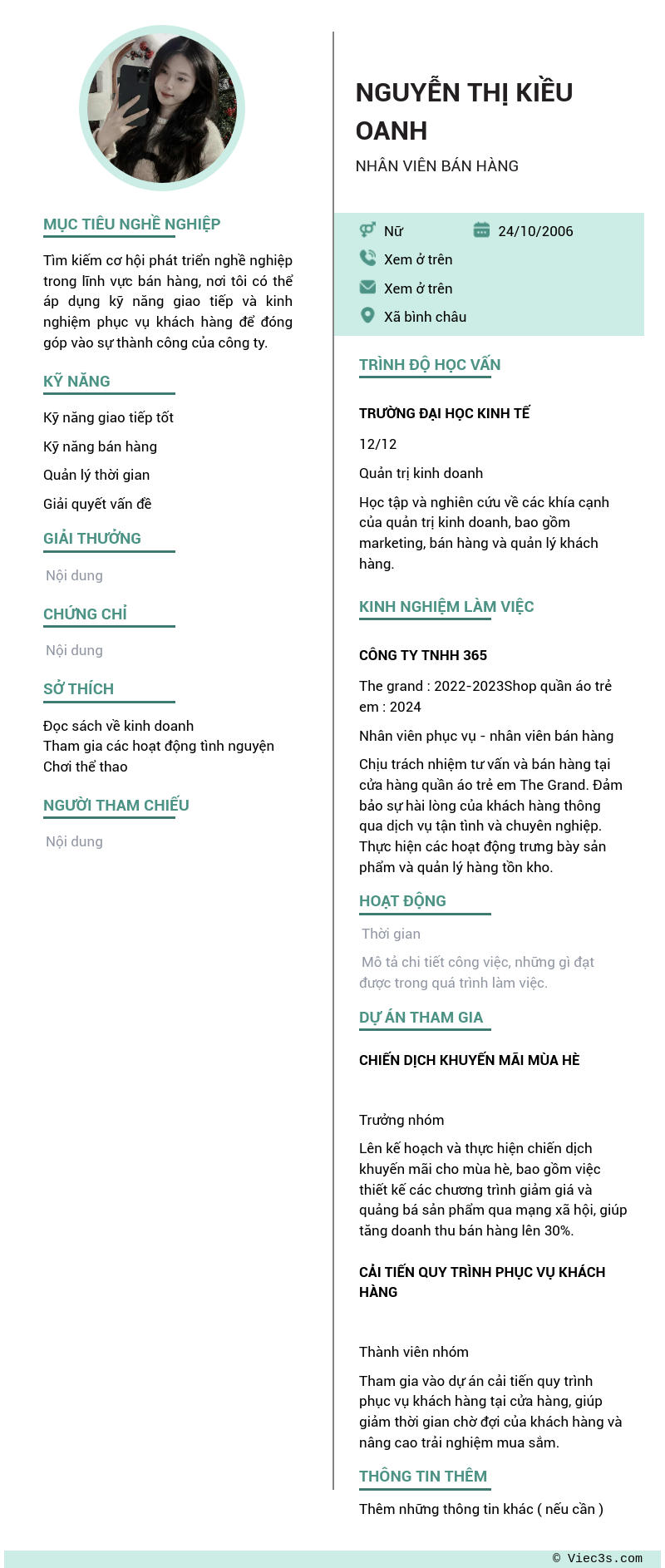CV ứng viên