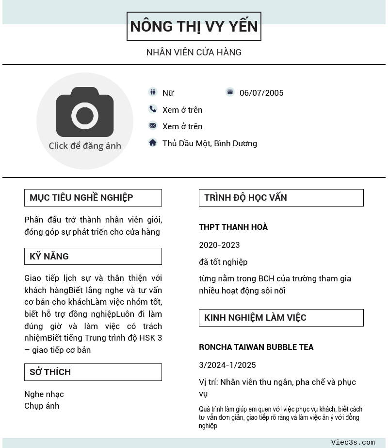 CV ứng viên