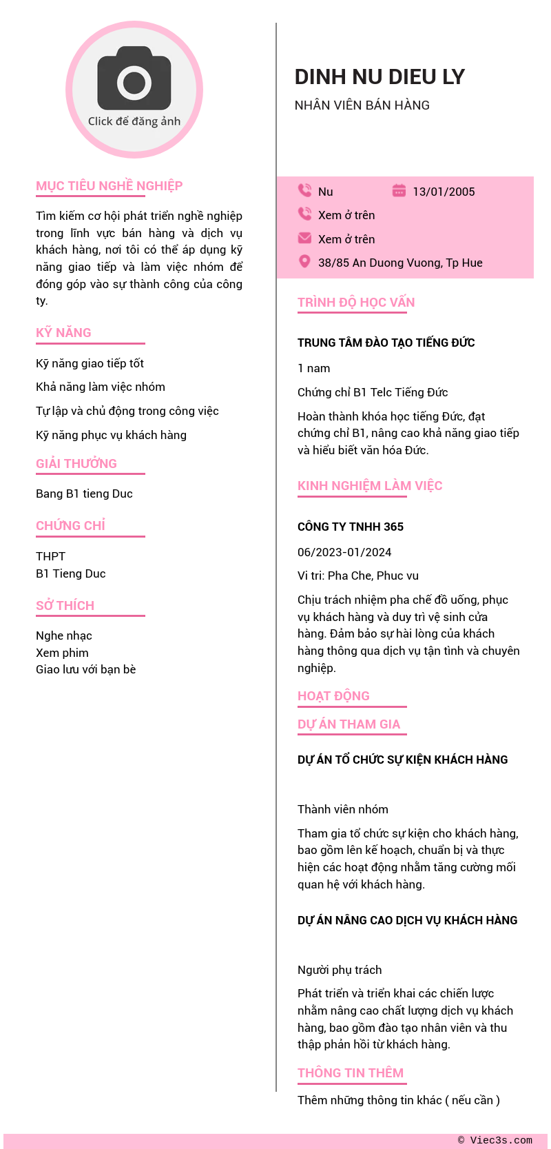 CV ứng viên