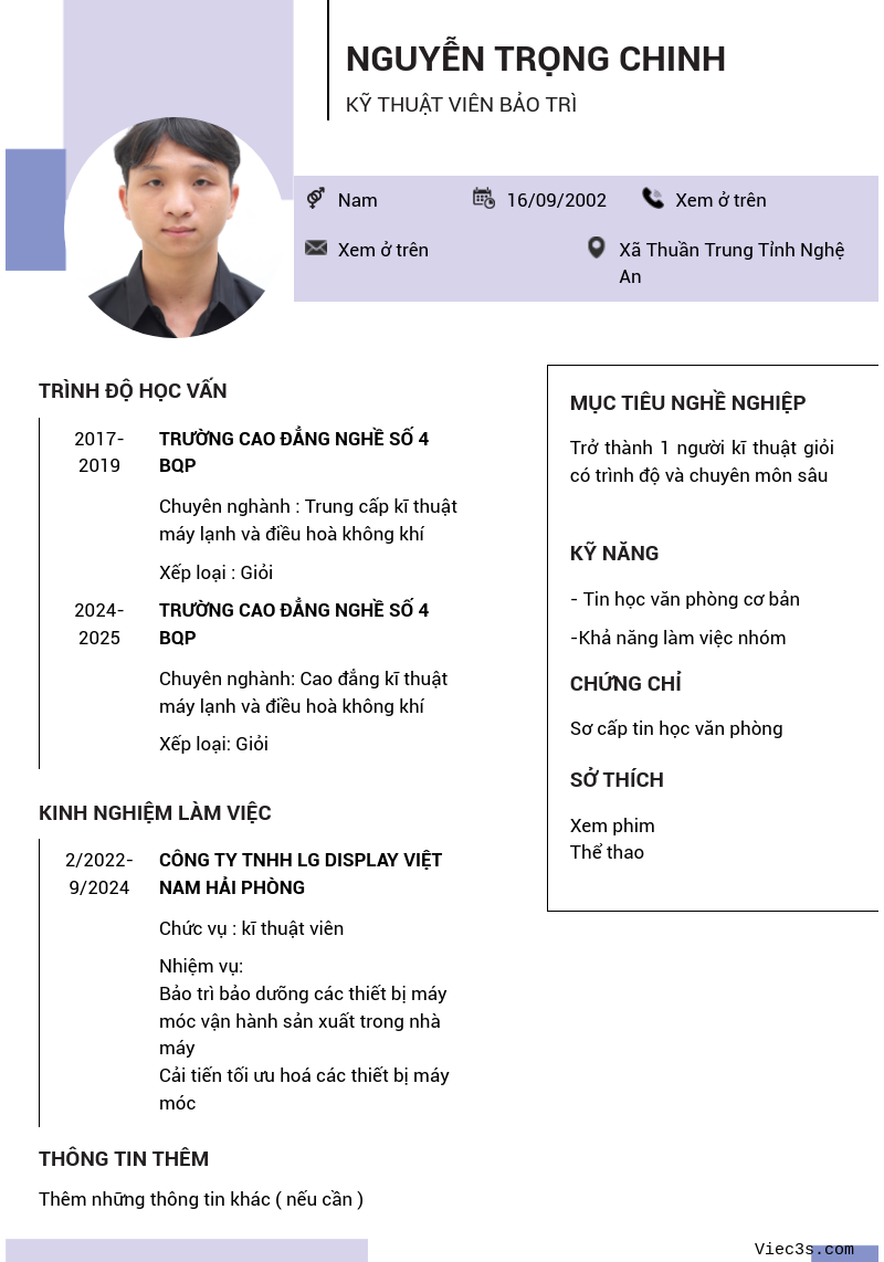 CV ứng viên