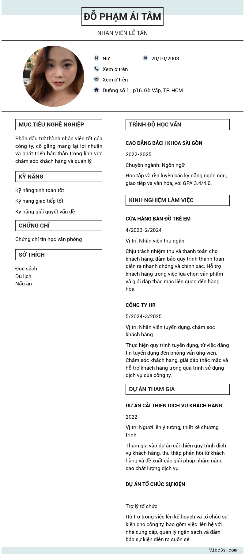 CV ứng viên
