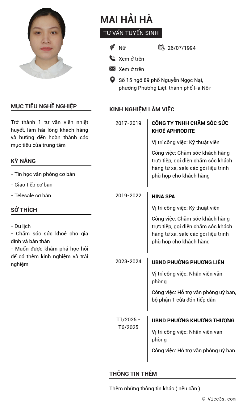CV ứng viên