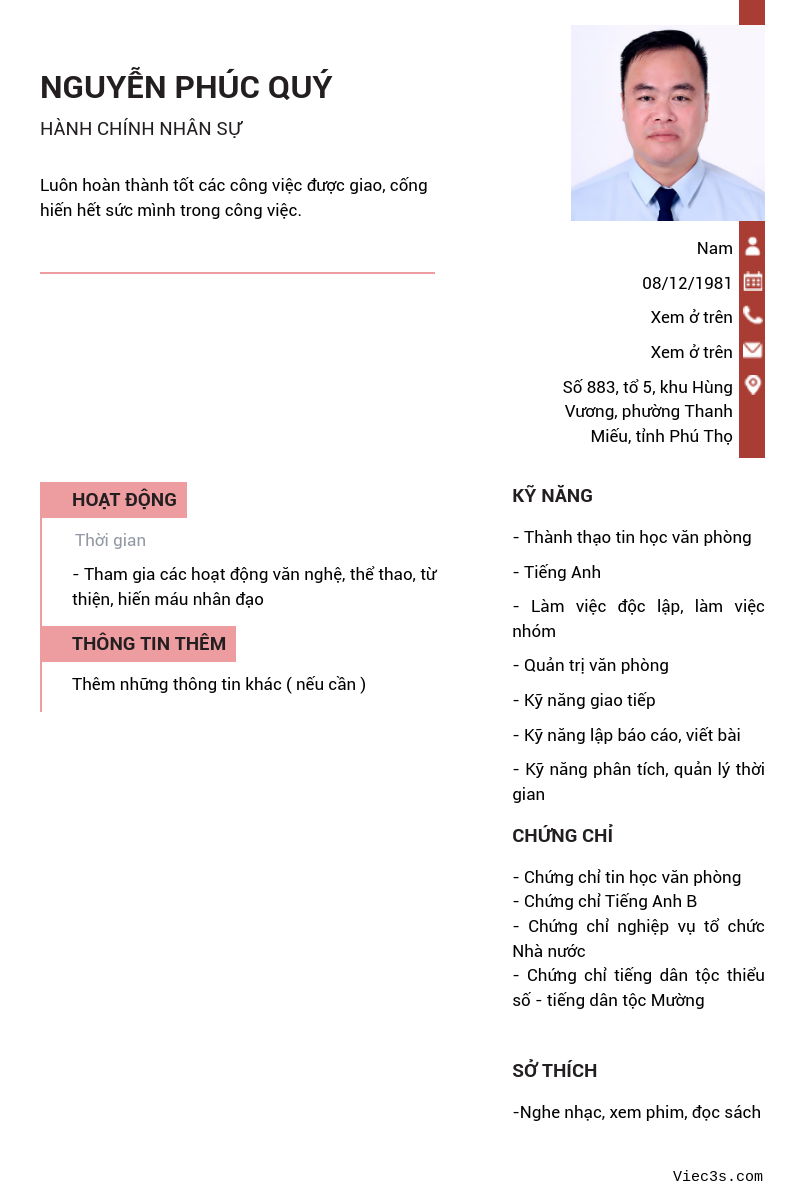 CV ứng viên