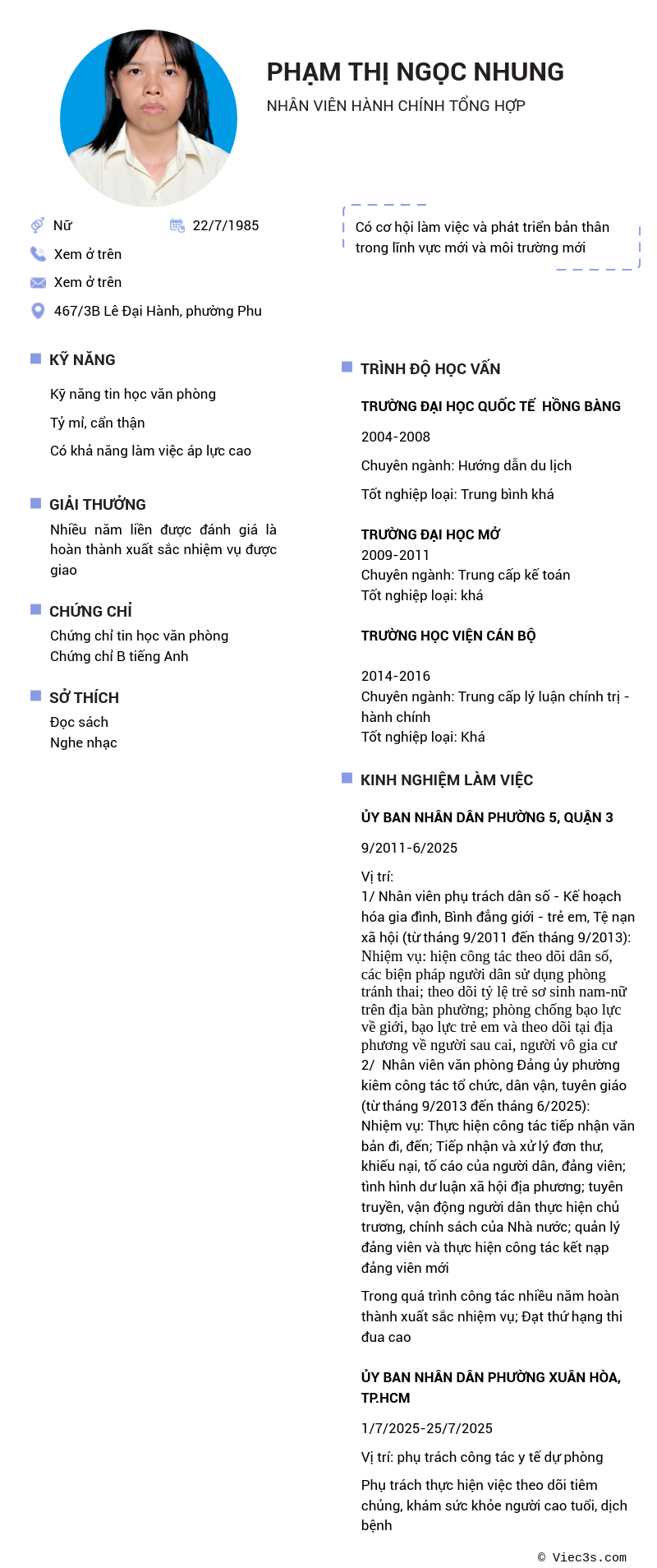 CV ứng viên