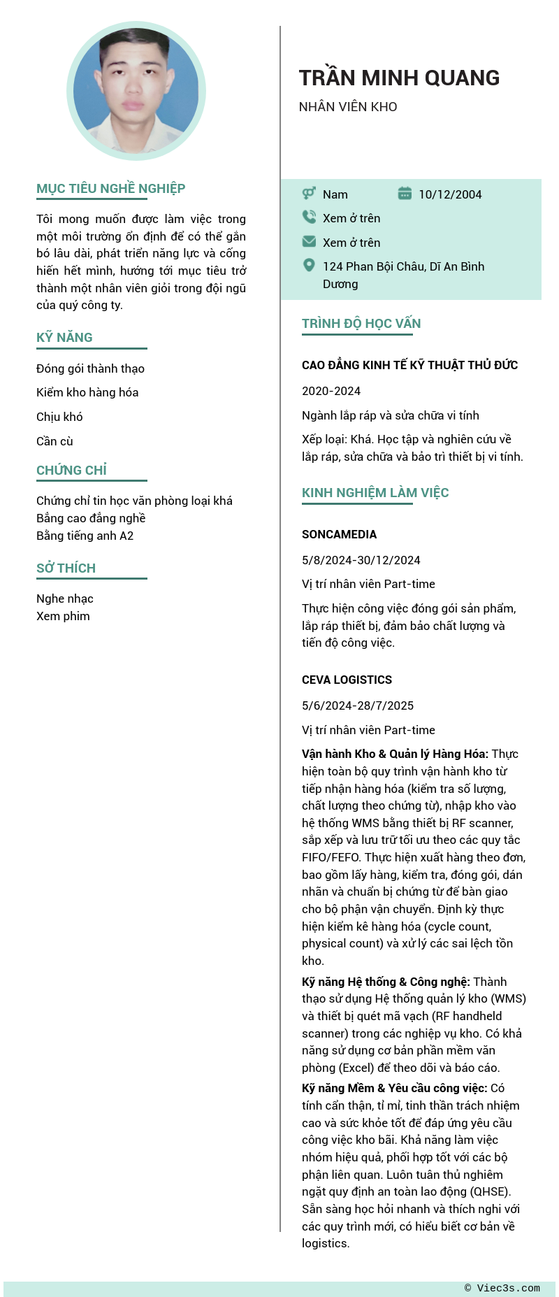CV ứng viên