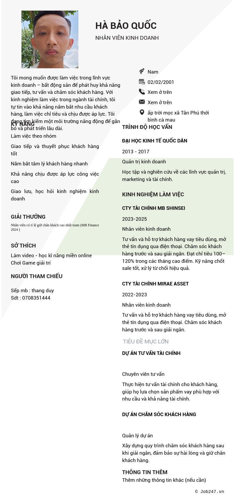 CV ứng viên