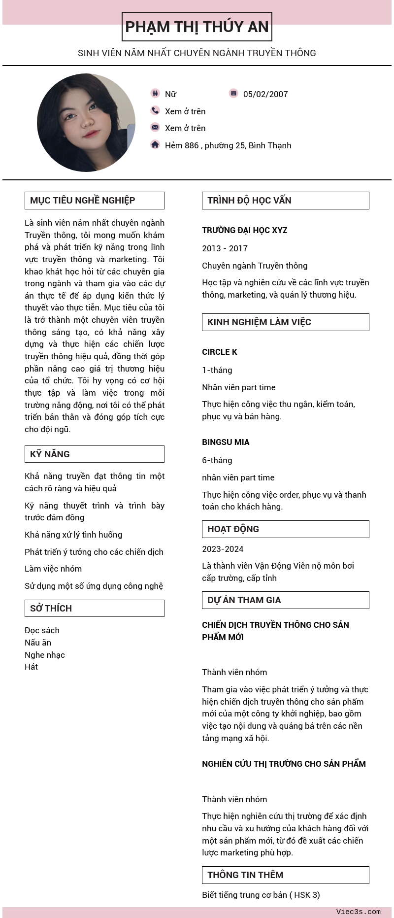 CV ứng viên