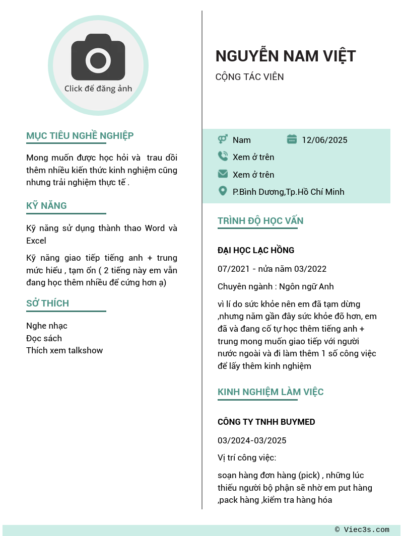 CV ứng viên