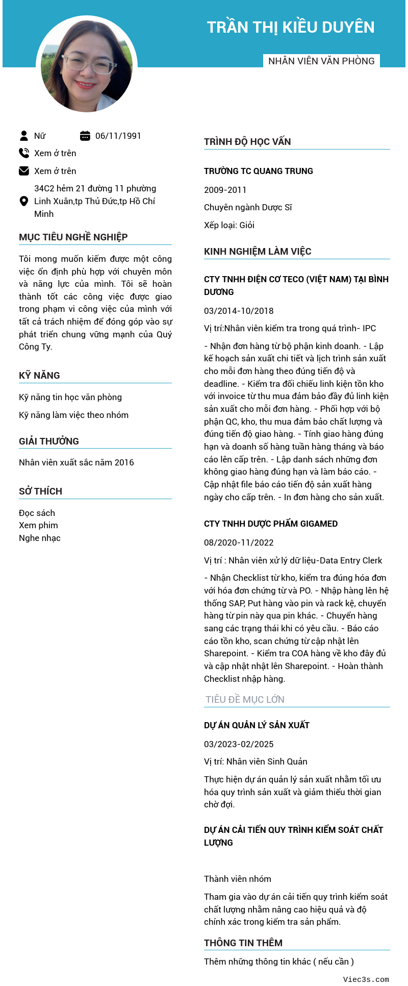CV ứng viên