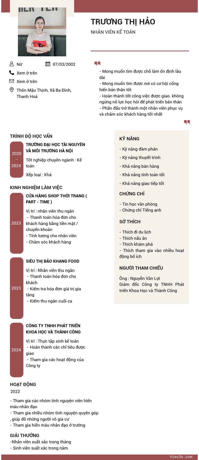 CV ứng viên