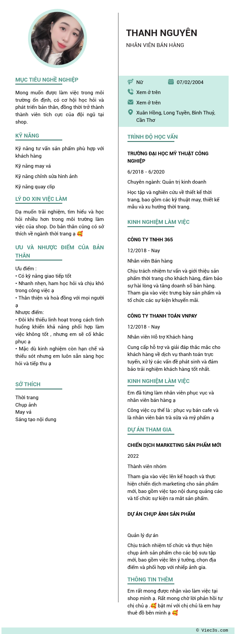 CV ứng viên